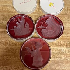 Lot of 3 1978-1970 The Danbury Mint‎ Lead Crystal Paperweights Christmas